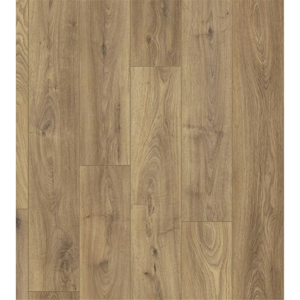 image 1 of PACK OF 10 (Total 10 Units) - Medium Oak 12mm Thick Laminate Flooring (14.8m2 Coverage)