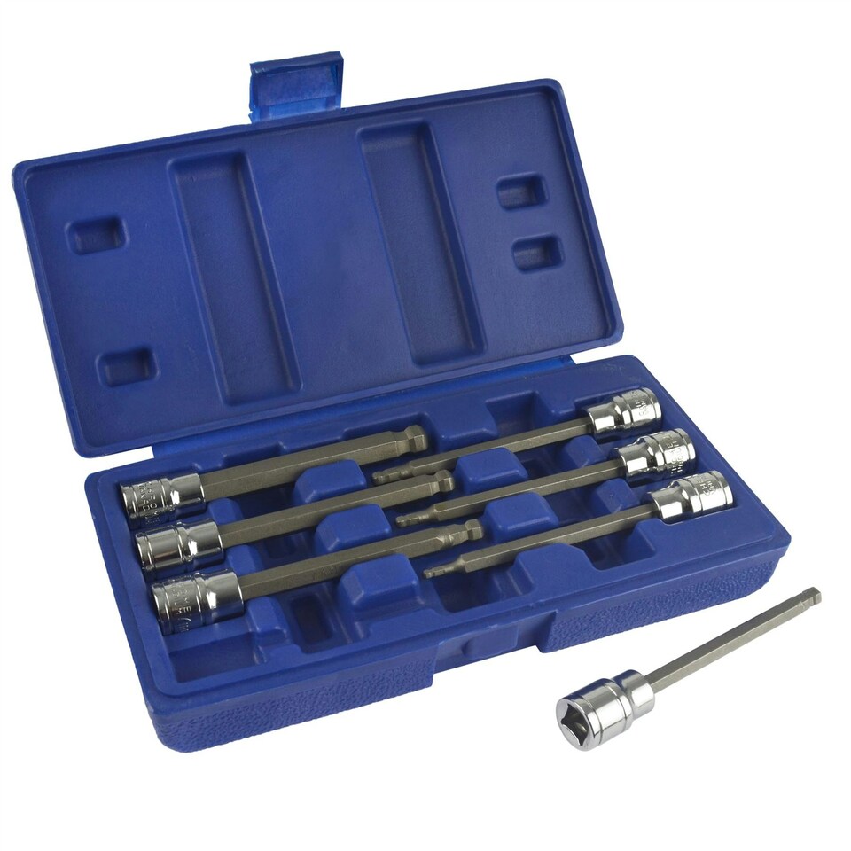 image 1 of Long Ball Ended Hex Allen Key Socket Bit Set 3/8" Drive 3mm - 10mm AT641