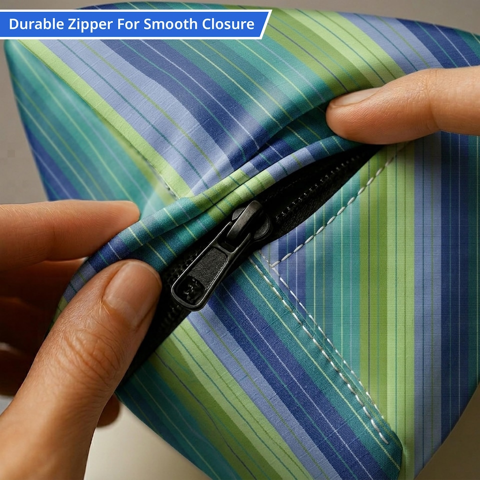 image 1 of Covers&All Sunbrella Rectangle Striped Throw Pillows Pack Of 4, Rectangle 12 x 20, Seville Seaside