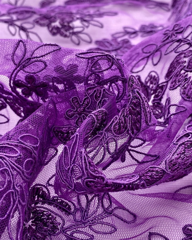 Purple Heavy Guipure Lace Fabric for Bridal, Dressmaking, 137cm / 53" Wide - per metre