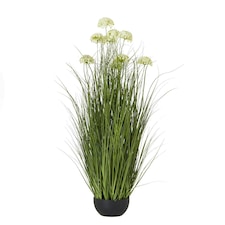 Hill Interiors Allium Artificial Potted Plant - White - One Size