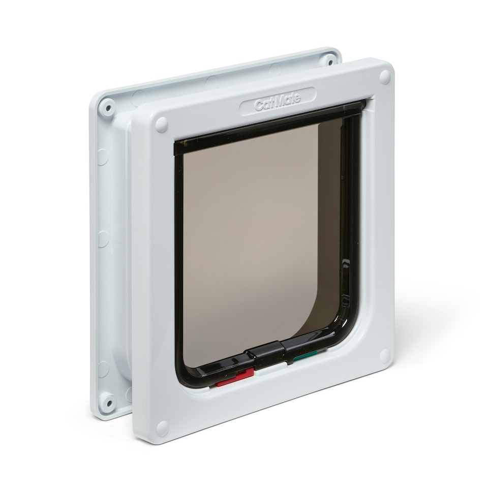 image 1 of Cat Mate 4-Way-Locking Cat Flap with Door Liner to 50mm (2 inches) – White (235W)