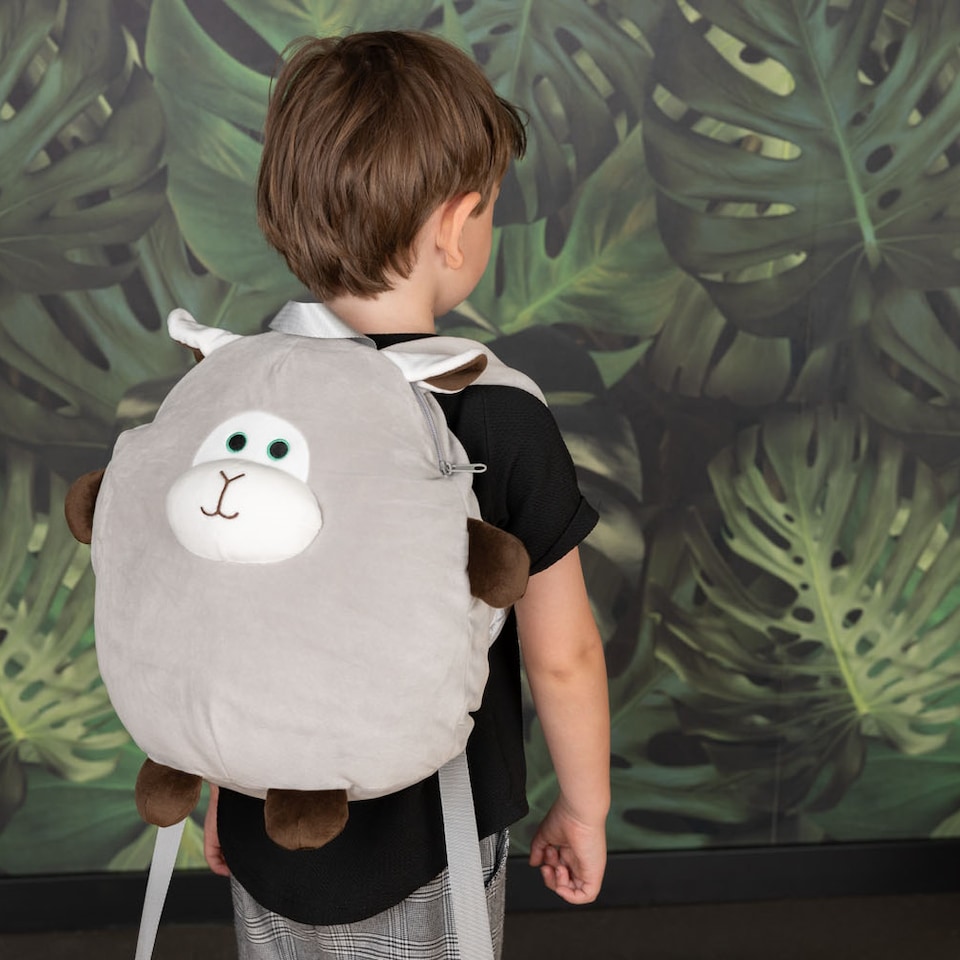image 1 of Noxxiez Kids Travel Pillow Backpack Cushion - Sheep