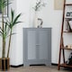image 3 of COSTWAY Corner Storage Cabinet with Double Shutter Doors-Grey