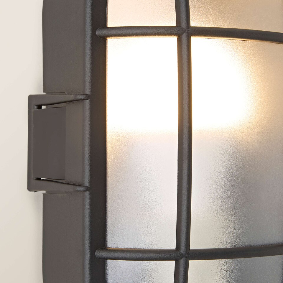 image 1 of ValueLights Carnforth Black Outdoor Garden Bulkhead Wall Light and Bulb