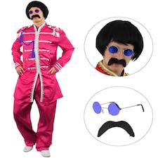 Pink 1960's Sergeant Pepper Costume & Set Pink | S
