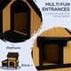 image 8 of PawHut Wooden Outdoor Cat House w/ Flower Pot, Windows, Multiple Entrances Yellow