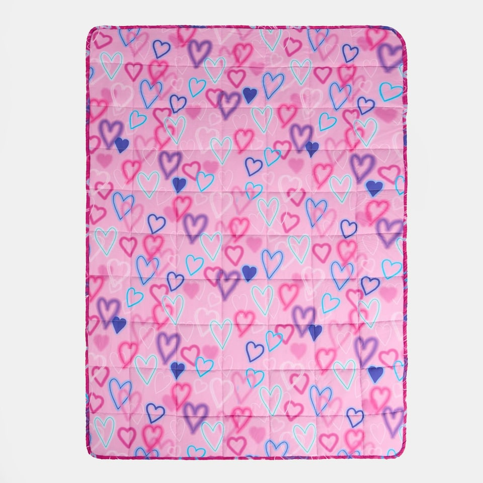 image 1 of OHS Kids Heart Print Quilted Sensory Weighted Blanket 3kg, 100x150cm - Purple