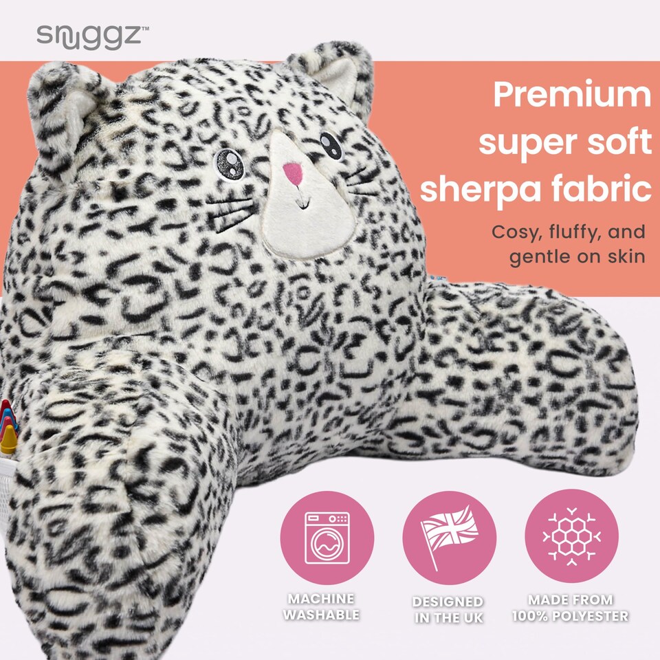 image 1 of Snuggz Cat Cuddle Cushion with Side Pocket with Carry Handle 3D Novelty Design Back Support Soft Cosy Bed Pillow - 59 x 36 x 34 cm