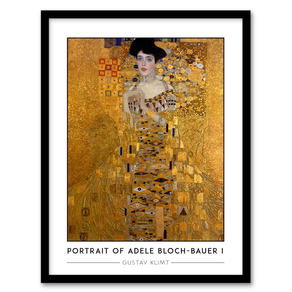 image 1 of Gustav Klimt Adele Bloch Bauer Portrait Lady in Gold Framed Wall Art Print A4 | Yellow
