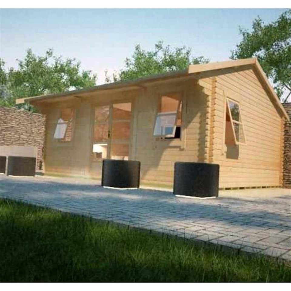 image 1 of 20ft x 18ft (6.09m x 5.49m) Neville 44mm Wooden Log Cabin (19mm Tongue and Groove Floor and Roof) (20 x 18) (20x18)