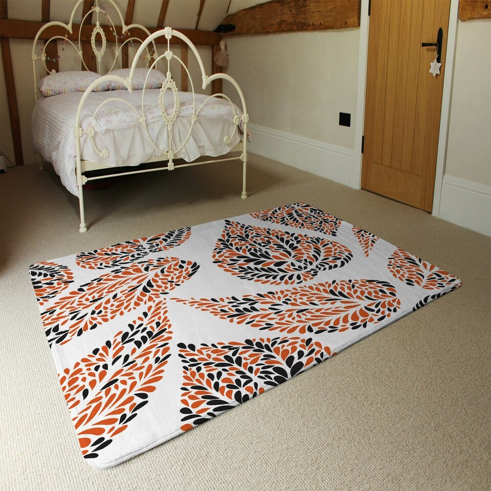 image 1 of Leaf Droplets (Rug) Orange | Large: 140x200cm