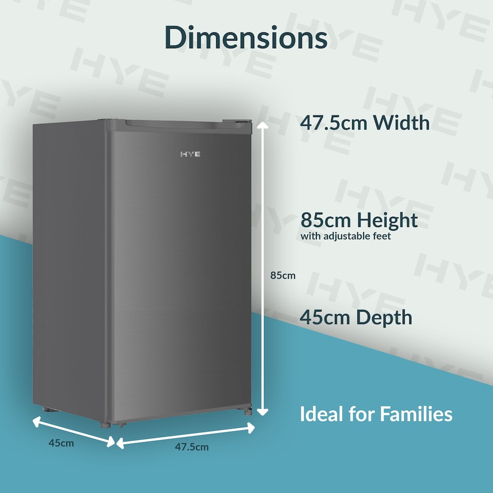 image 1 of HYE Under Counter Freezer 60 Litre Freestanding 48cm Reversible Door - Silver - RF01UCFR60S01