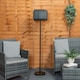 image 2 of ValueLights Solar Powered Outdoor Grey Rattan Garden Floor Lamp with Drum Shade | Grey