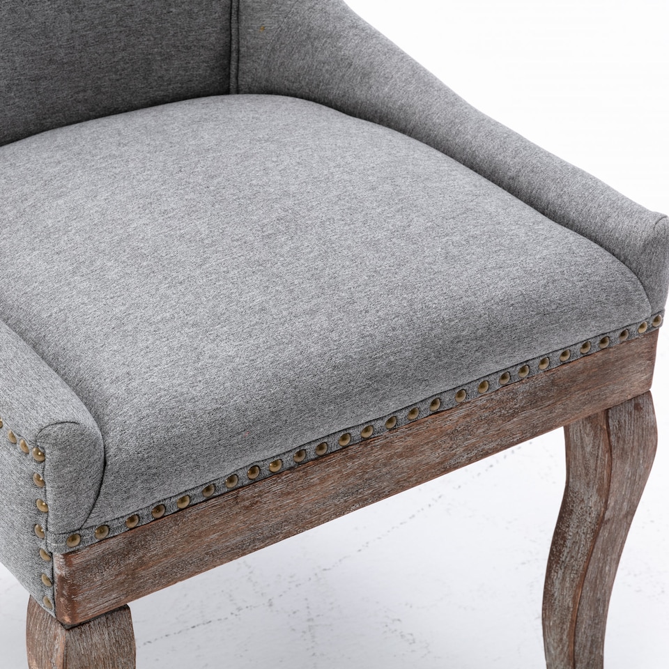 image 1 of Bewley Set of 4 Vintage Upholstered Dining Chairs with Wood Legs