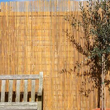Primrose Bamboo Slat Natural Garden Fence Screening Roll Privacy W4m x H2m | Brown | Brown