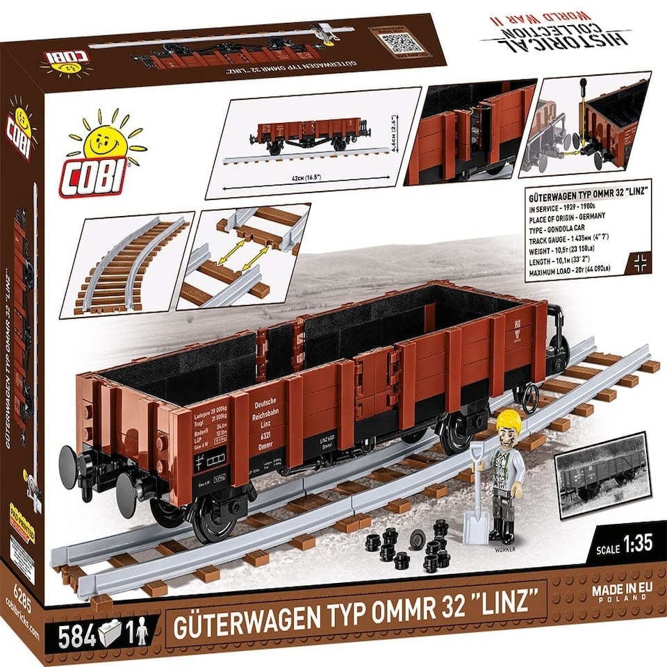 image 1 of German Railway Guterwagen TYP OMMR 32 LINZ brick model - COBI 6285 - 584 bricks