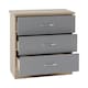 image 2 of Nevada 3 Drawer Chest - L40 x W81 x H70.5 cm - Grey Gloss/Light Oak Effect Veneer