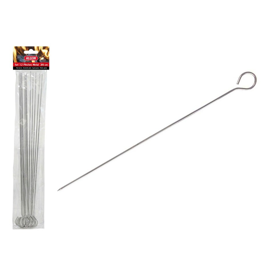 image 1 of Barbecue Skewer Set Algon Metal 35 cm 12 Pieces (24 Units)