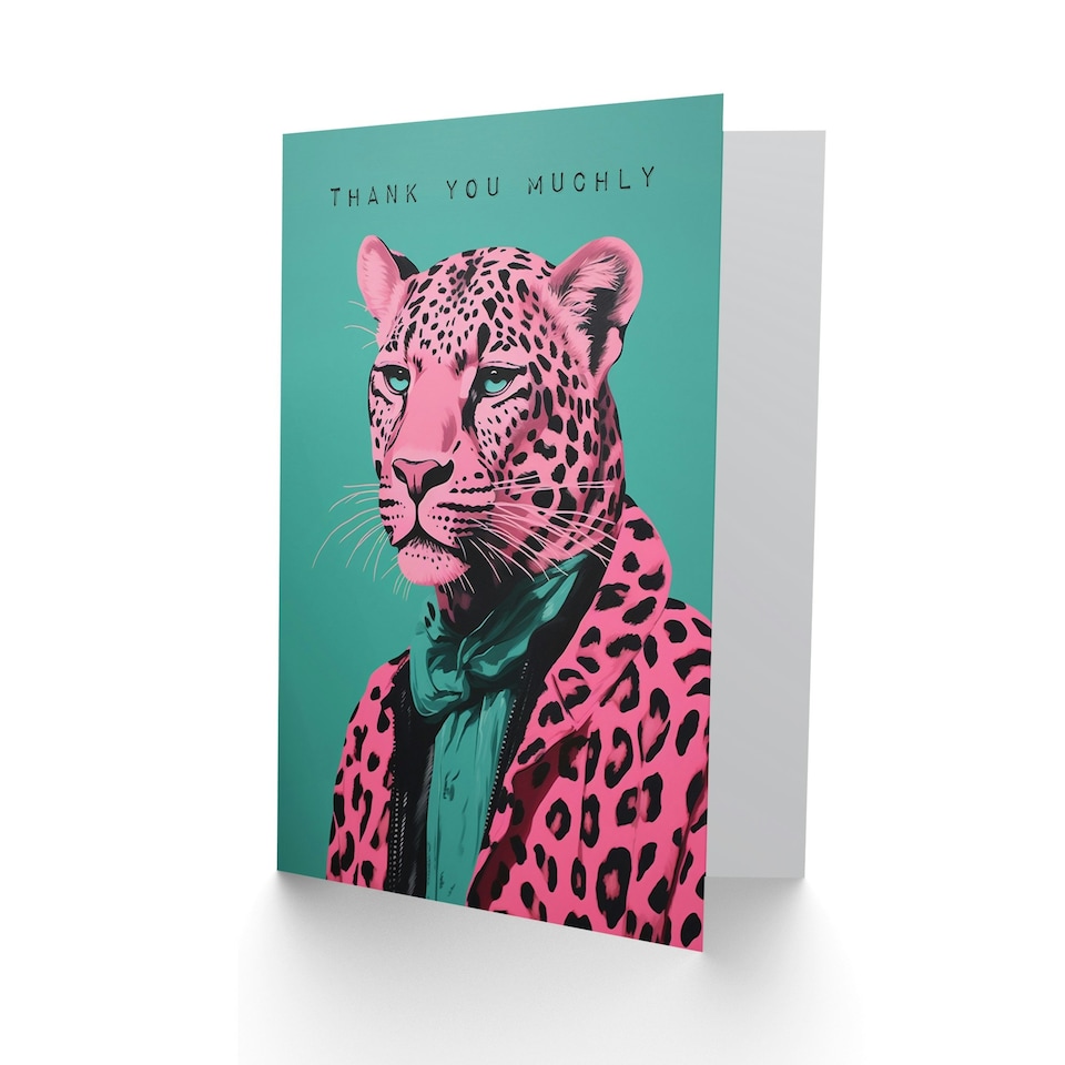image 1 of Pink Fashion Leopard Thank You Card
