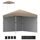 image 1 of Outsunny 3 x 3 M Pop Up Gazebo, UPF 30 with 2 Sidewalls, Leg Weight Bags and Wheeled Bag, Height Adjustable Party Tent Event Shelter for Garden, Patio | Brown | Khaki | 1
