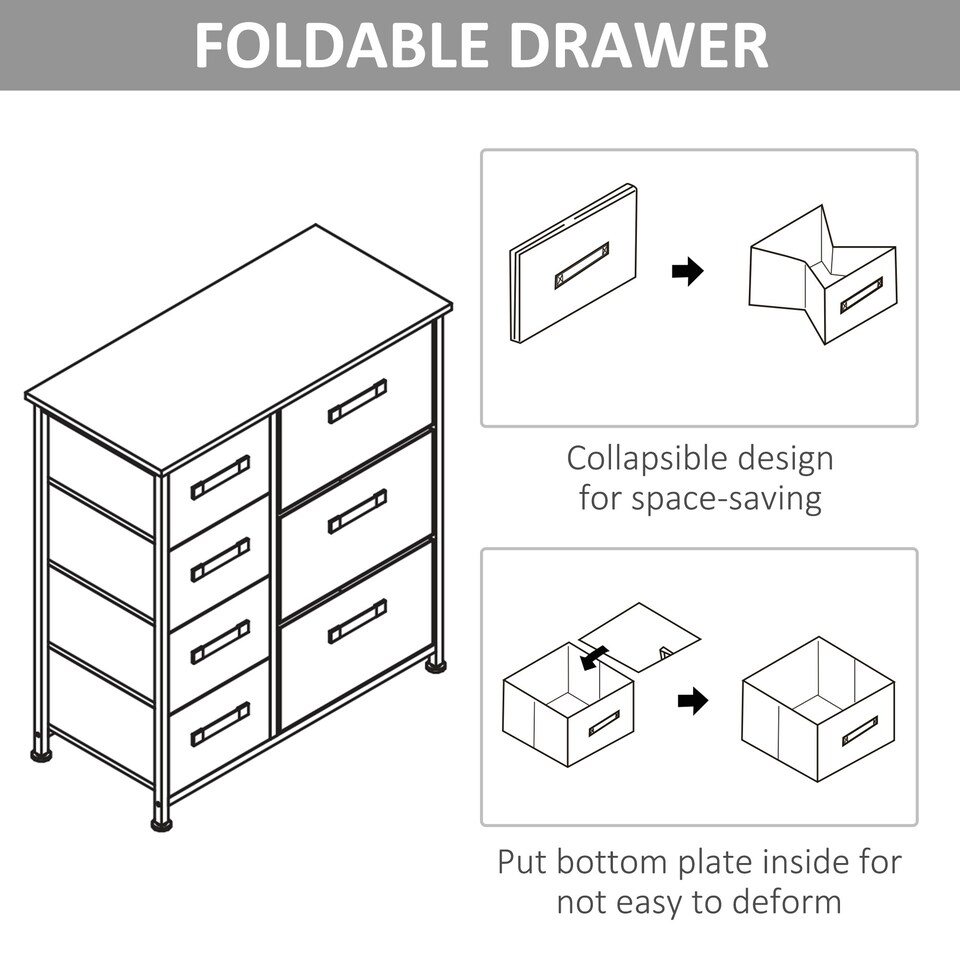 image 1 of HOMCOM Chest of Drawers with 7 Dresser Drawers for Home Bedroom, Light Grey