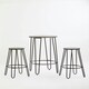 image 5 of Interiors by Premier Set of 3 Black Frame Bar Table Stool Set , Hairpin Stool for Kitchen Counter, Elm Wood Metal Frame Stool