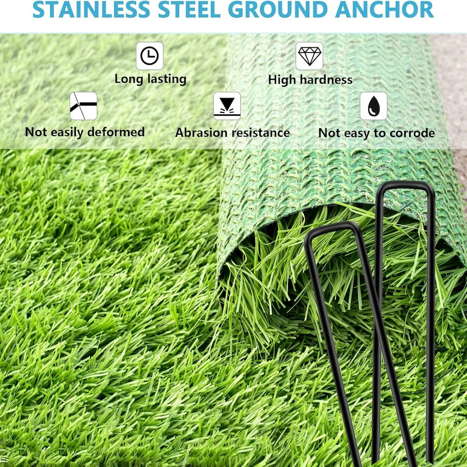 image 1 of Weed Control Membrane Pegs100 pc 6''/150mm U-shaped multi-purpose steel Garden Securing Pegs Black