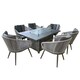 image 1 of 6 Seater Outdoor Firepit Garden Furniture Set With 6 Rope Style Chairs Including Cushions