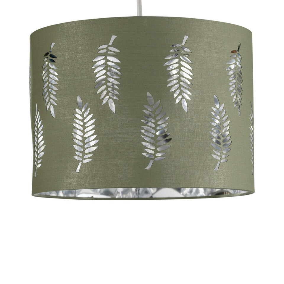 image 1 of Set of 2 Fern - Sage Green Cut Out 30cm Pendant Lightshades Green | Silver