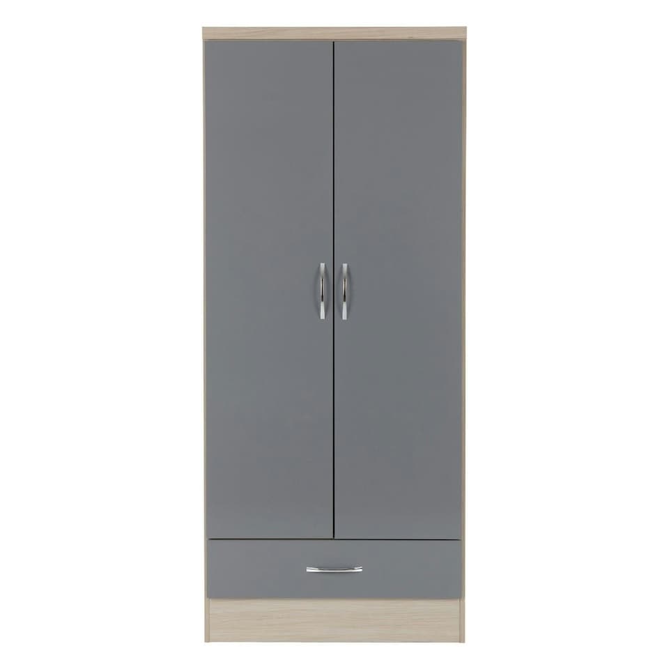 image 1 of Nevada 2 Door 1 Drawer Wardrobe - L52 x W78 x H182.5 cm - Sonoma Oak Effect | Brown | Sonoma Oak