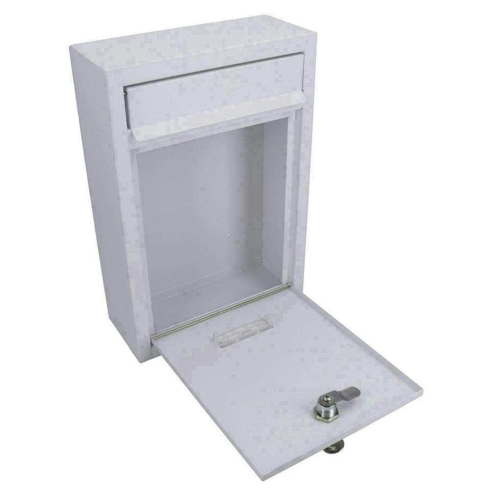 image 1 of White Modern Style Letter Post Mail Box Metal Wall Door Gate House Lockable White