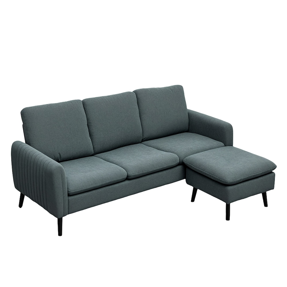 image 1 of HOMCOM 3 Seater Corner Sofa Couch Settee with Chaise Lounge, Charcoal Grey