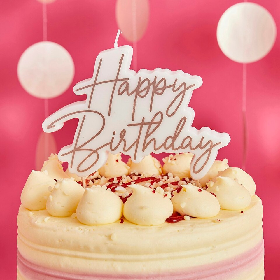 Rose Gold Happy Birthday Celebration Candle