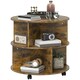 image 1 of 2 Tier Round Coffee Tea Table End Side Desk Sector Divider Shelves Storage Brown