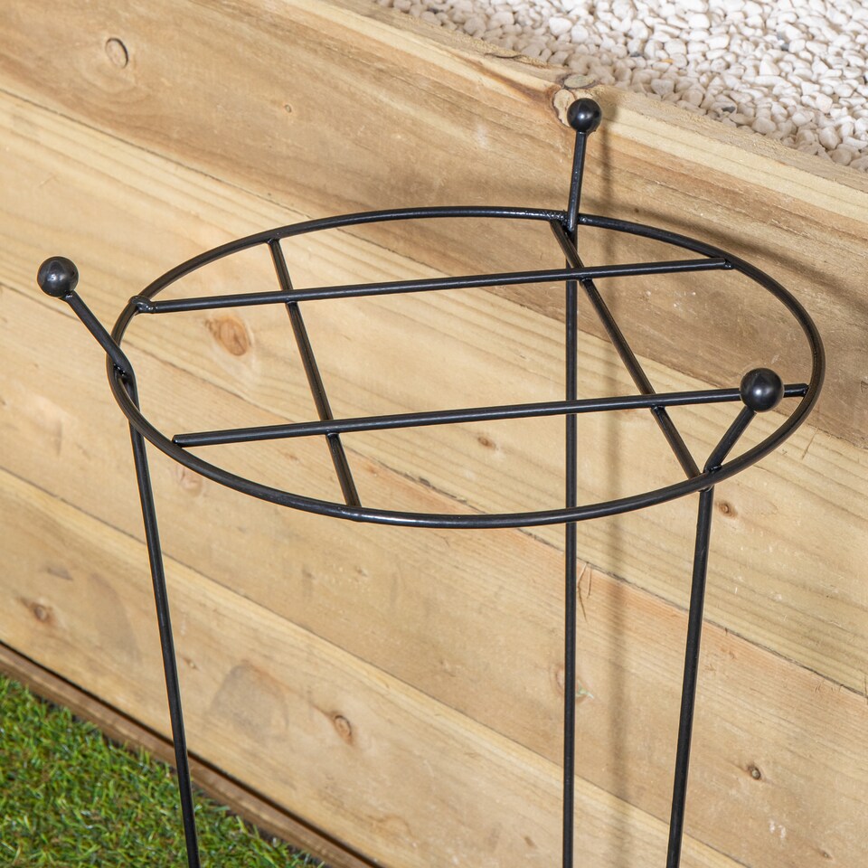 image 1 of Tom Chambers Heavy Duty Black Metal Steel Garden Plant Support Grow Through - 60cm x 35cm
