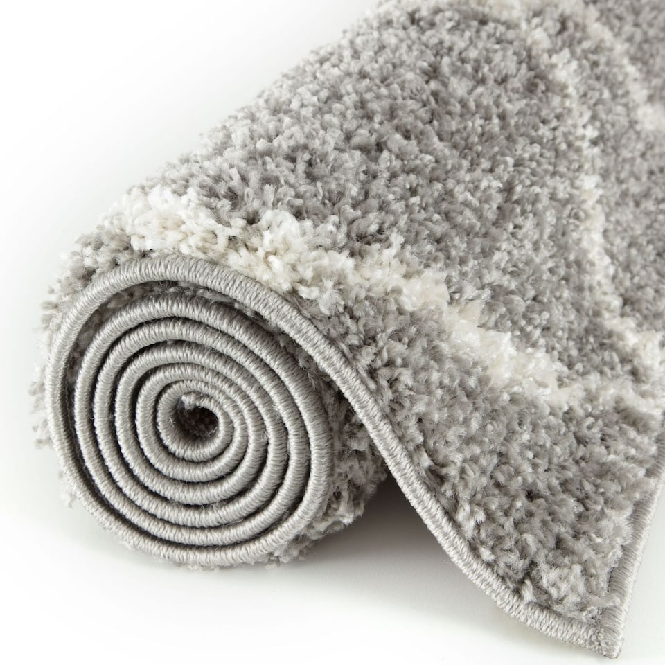 image 1 of The Rugs Moroccan Collection Soft High Pile Shaggy Diamond Floor Rugs and Runners Living Room