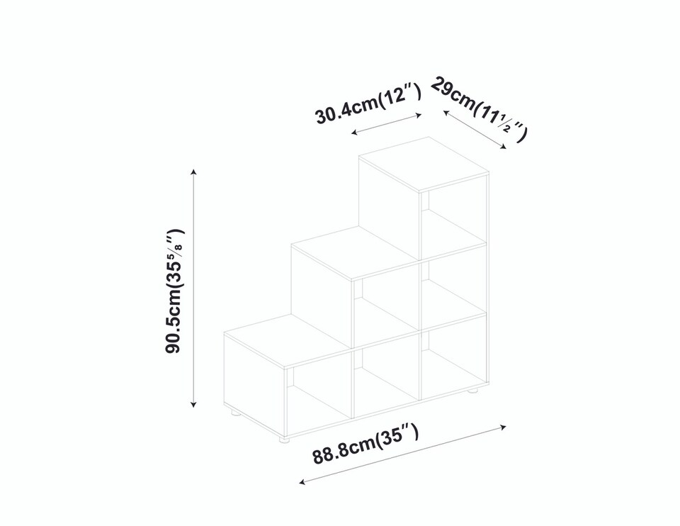 image 1 of 6-Cube Step Shelving Unit With Non Woven Inserts | White | White & Cream | 1
