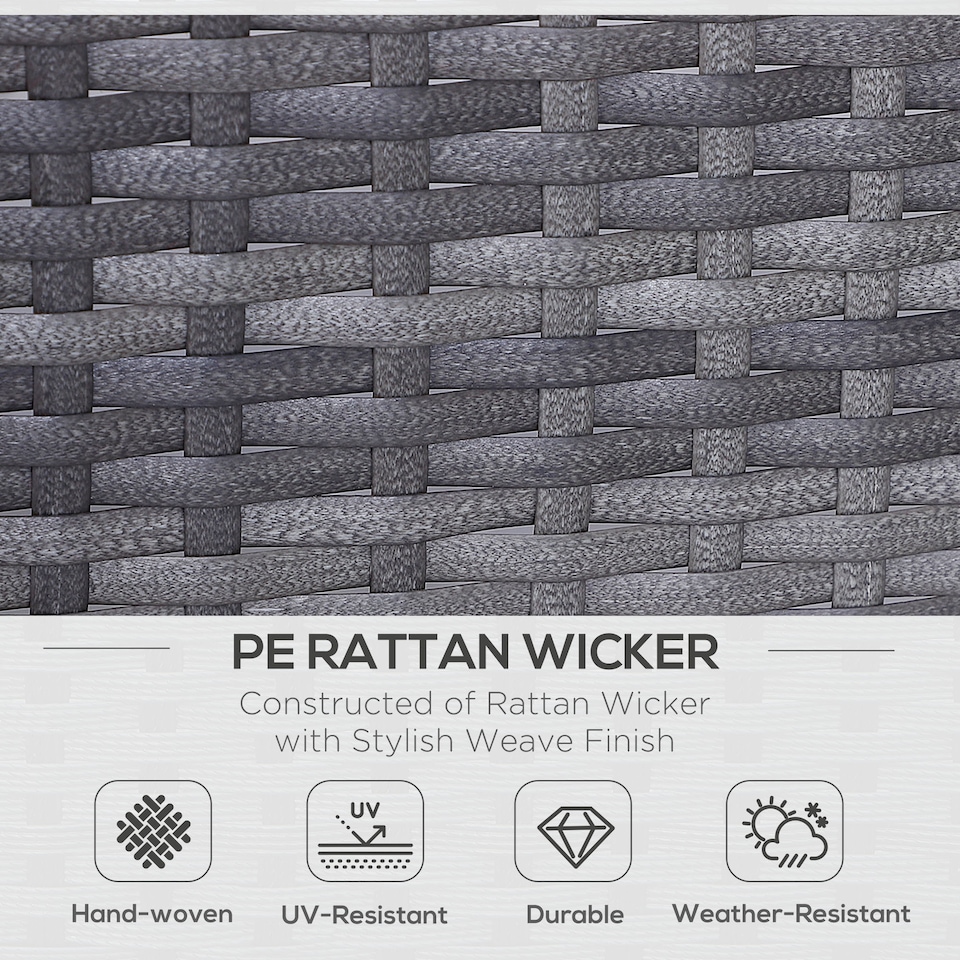 image 1 of Outsunny 2 Seater Rattan Sofa with Cushions, Wicker Garden Loveseat with Armrests, Outdoor Garden Sofa Couch with Metal Frame for Patio, Mixed Grey | Grey | Grey | One Size