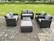 image 1 of Fimous 7 Seater Dark Grey Mixed High Back Rattan Sofa Set Square Coffee Table Garden Furniture 2 Seater Sofa Chairs Outdoor Patio
