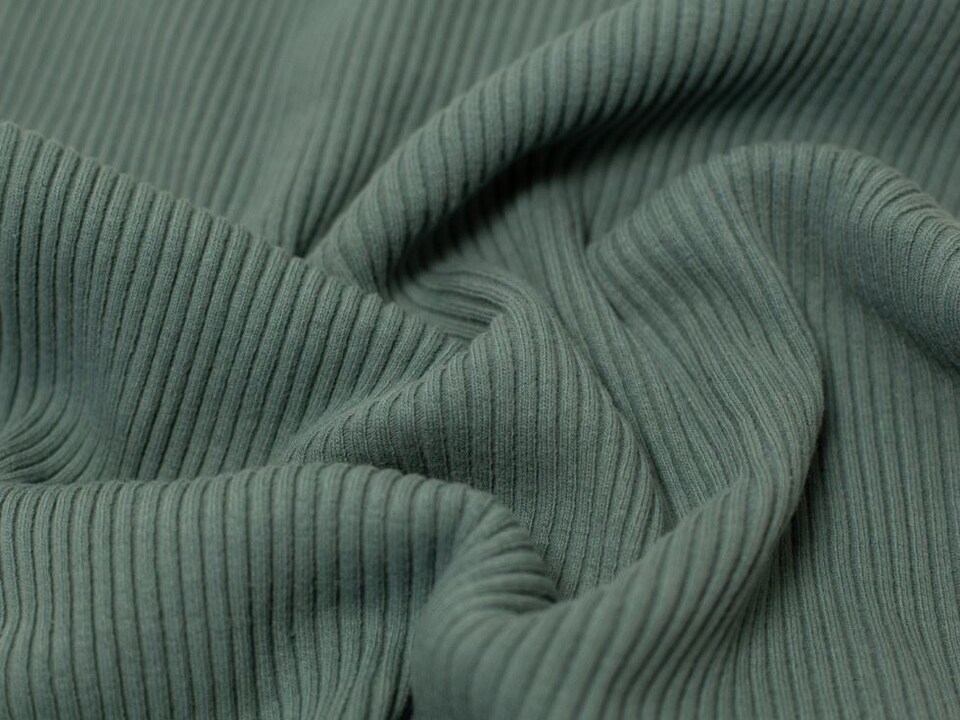 Minerva Core Range Green Chunky Tubular Ribbing Stretch Knit Fabric for Dressmaking, 56cm / 22" Wide - per metre