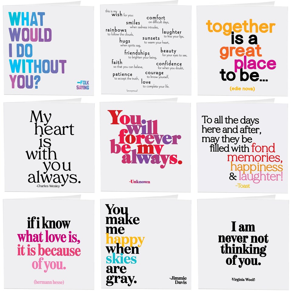 image 1 of Quotable Love Quotes Greetings Cards 9 Multipack Assorted