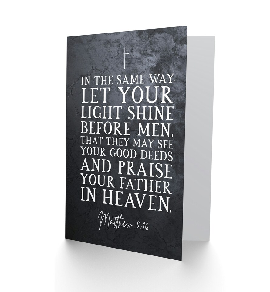 image 1 of Matthew 5:16 Good Deeds Praise Heaven Bible Verse Christian Card