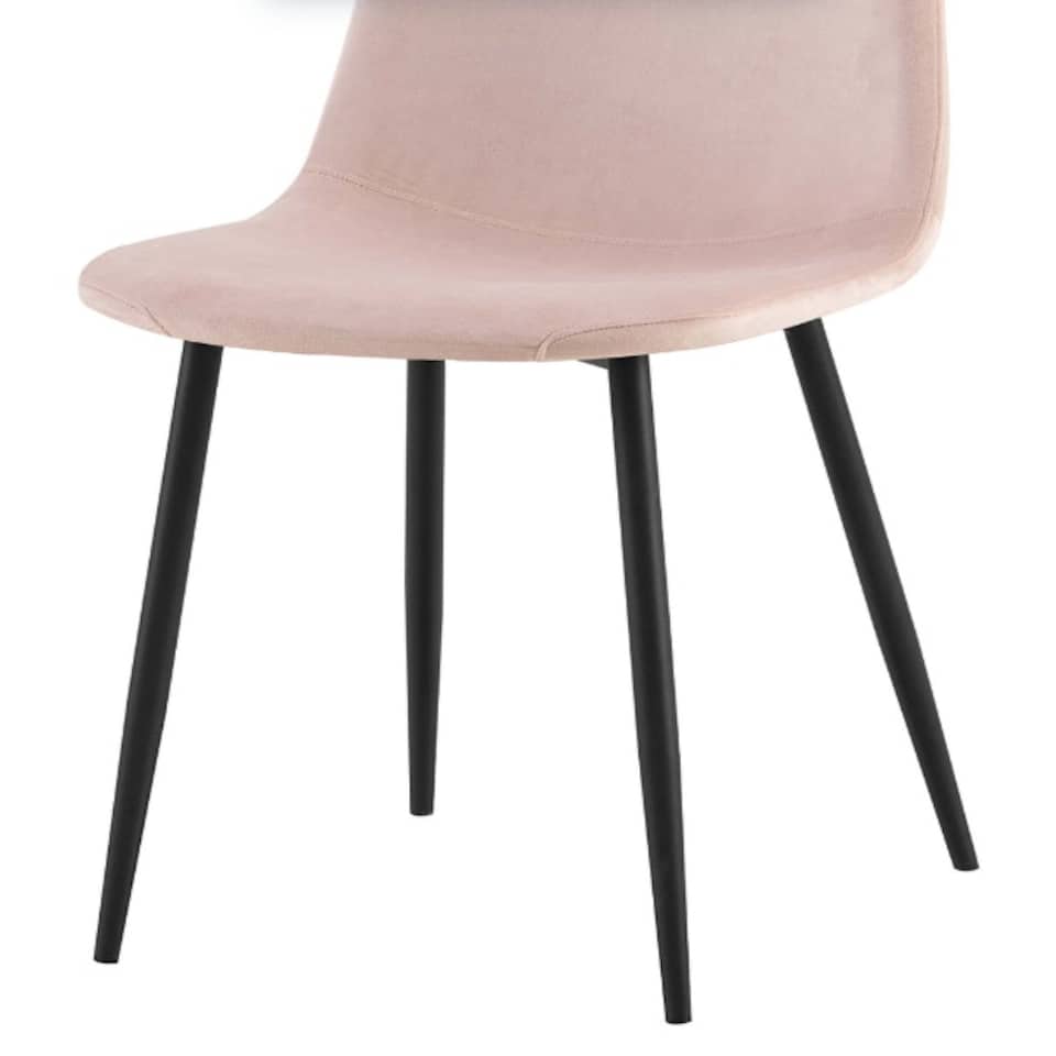 image 1 of Luxe Dining Chair 4pc Heavenly Pink Black Powder Legs Pink
