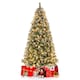 image 2 of COSTWAY 6.5FT Pre-lit Christmas Tree Artificial Hinged Xmas Tree with 909 Branch Tips