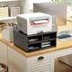image 2 of HOMCOM Desktop Printer Stand with 3 Open Compartments, Desk Organiser, Black