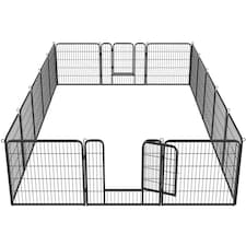 Yaheetech 16 Metal Dog Playpen Panels, 80 × 80 cm Black