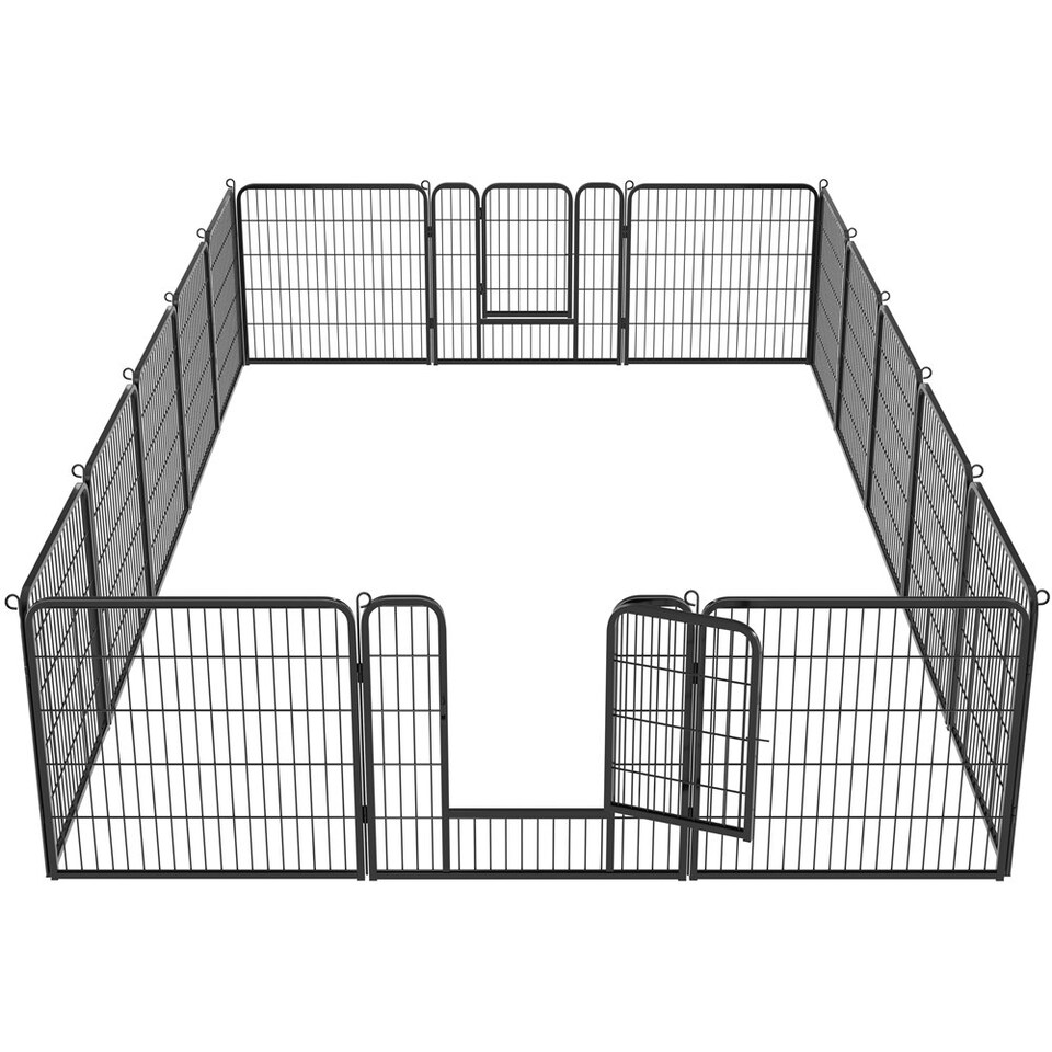 image 1 of Yaheetech 16 Metal Dog Playpen Panels, 80 × 80 cm Black