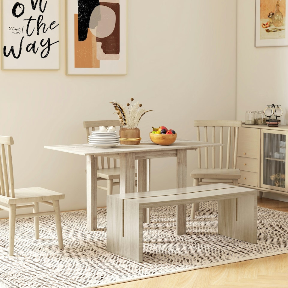 image 1 of HOMCOM Folding Dining Table Extendable Kitchen Table Drop Leaf Table for 2-4