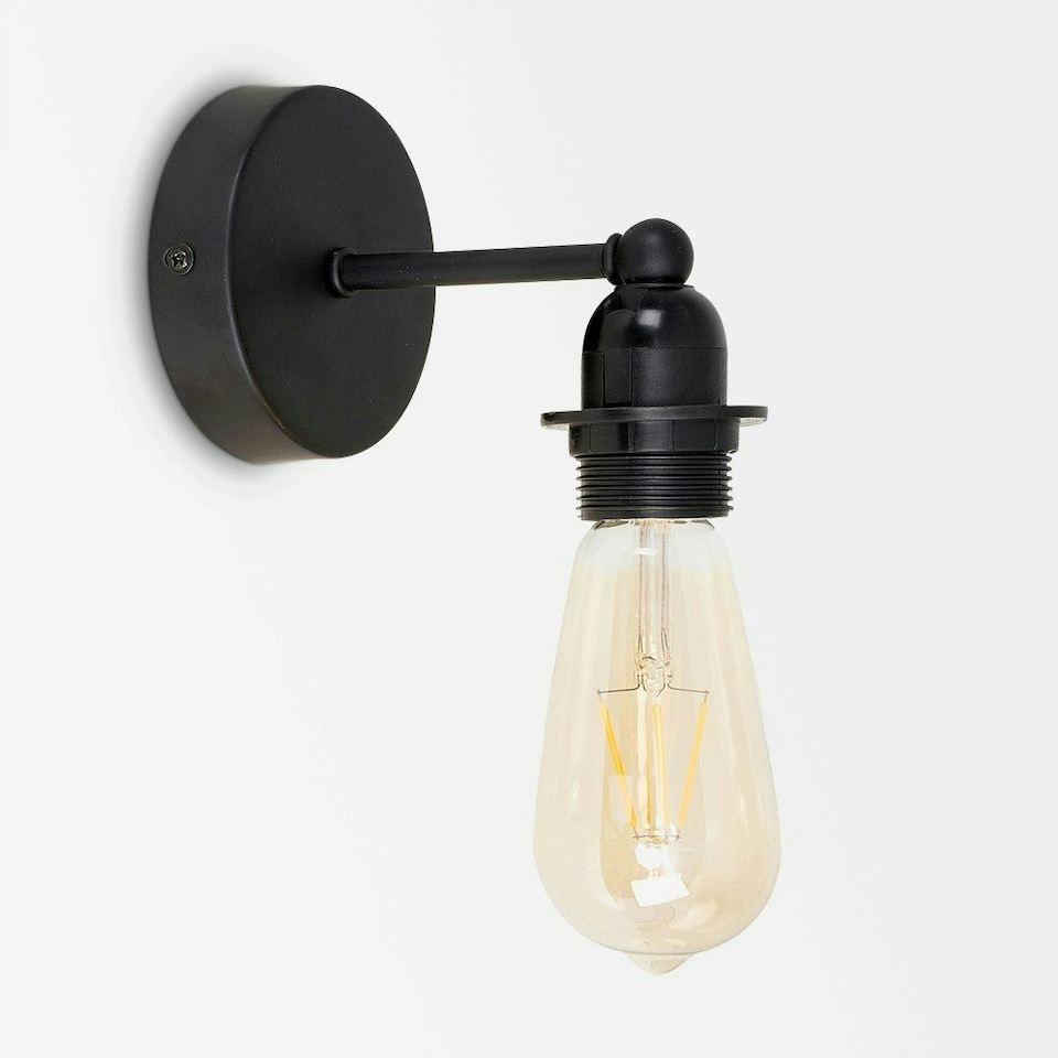image 1 of ValueLights Industrial Steampunk Style Satin Black Pipework Single Wall Light
